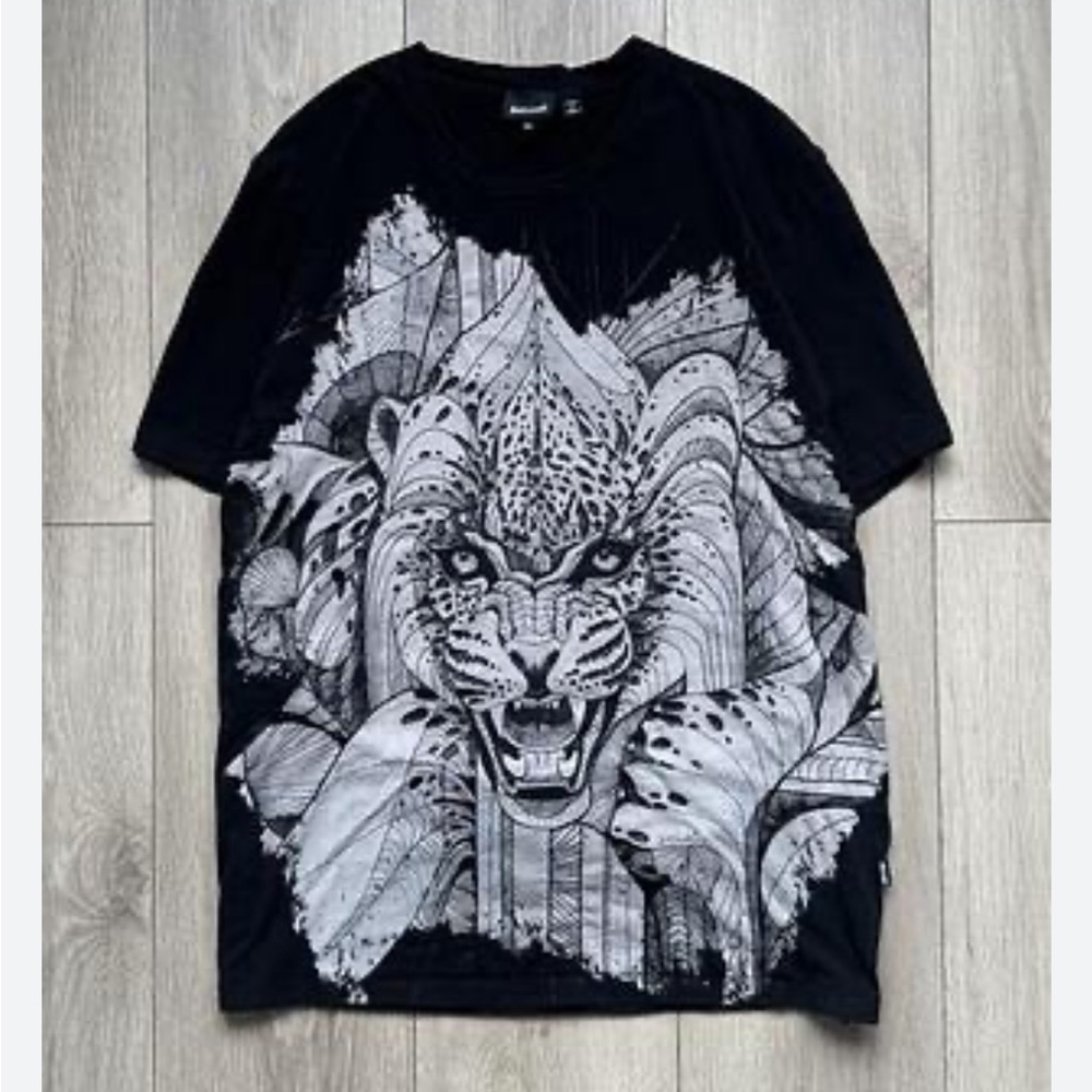 Just Cavalli Black Tee with Fierce Graphic